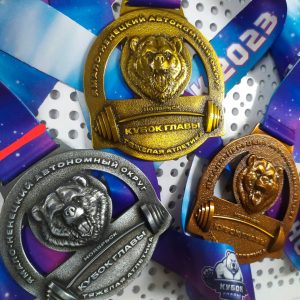 Литая медаль с 3D узором без заливки эмалью